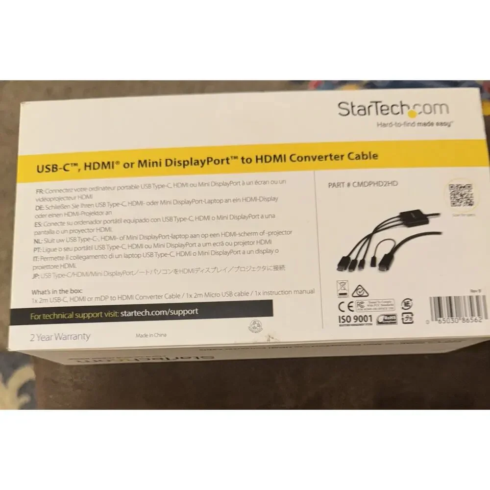 NEW StarTech 2m (6ft) USB-C, HDMI or Mini DisplayPort to HDMI Converter Cable